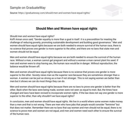 Are Women and Men Treated Equally: A Multi-Layered Essay with Insightful Views